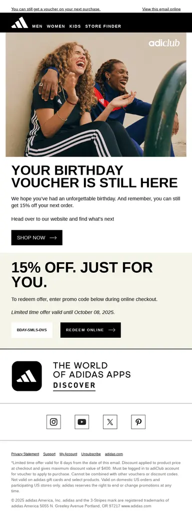 your birthday gift is still available get 15 off